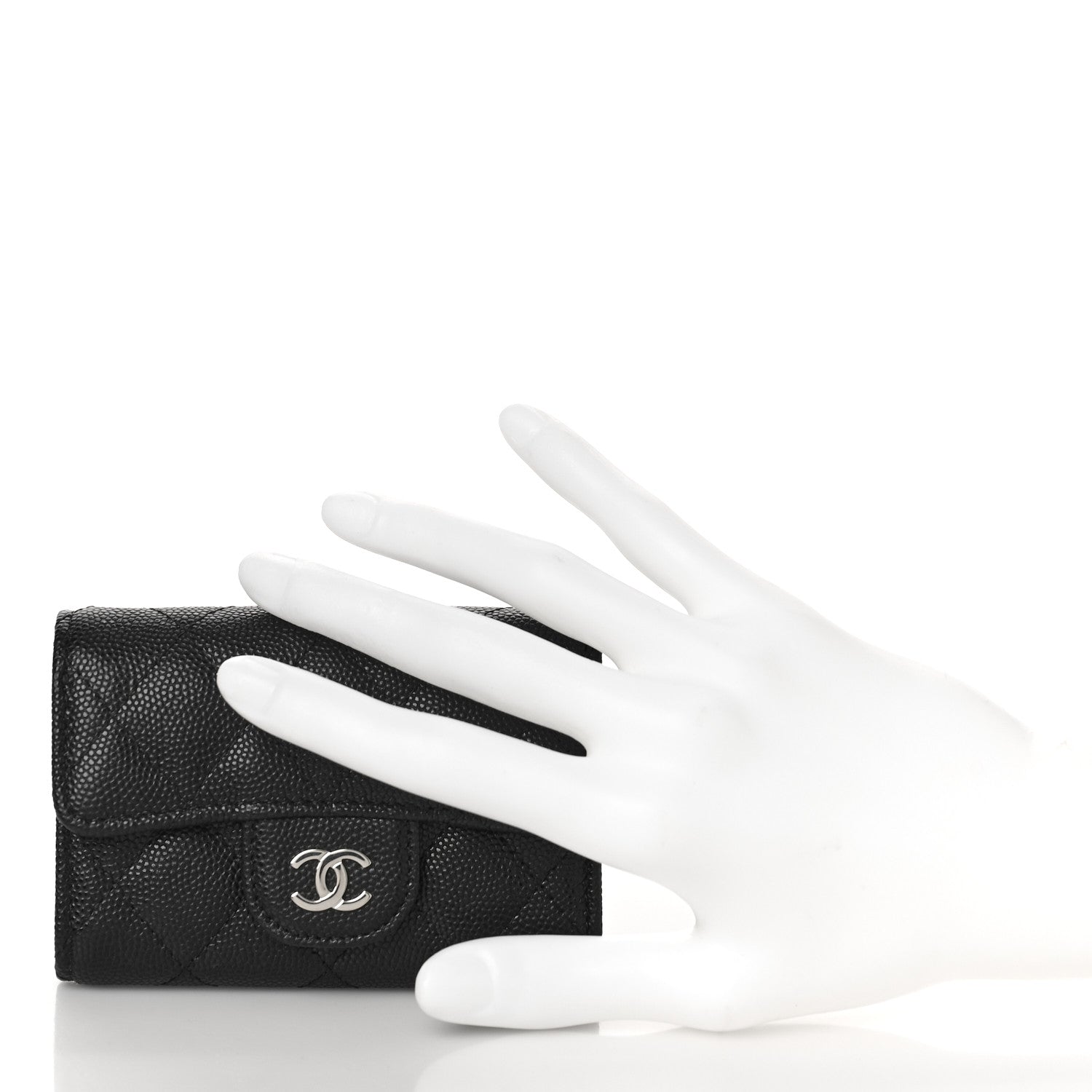 Chanel Caviar Quilted Classic 4 Key Holder Wallet Black 2 of 9