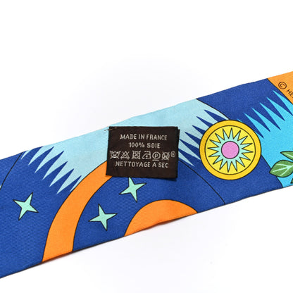 Hermes Silk La Source de Pegase Twilly Orange Vif Jaune Vif 5 of 5