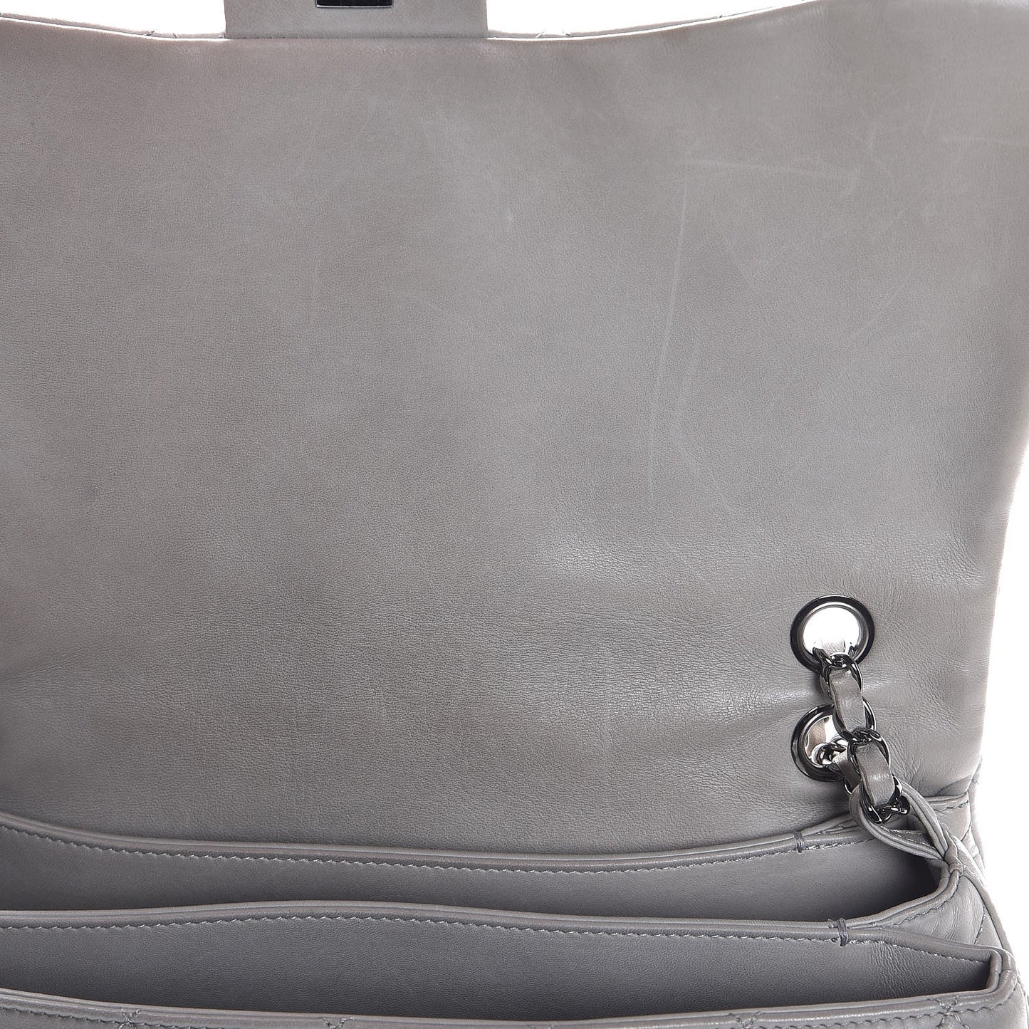 Lambskin Quilted Maxi 3 Flap Bag Grey