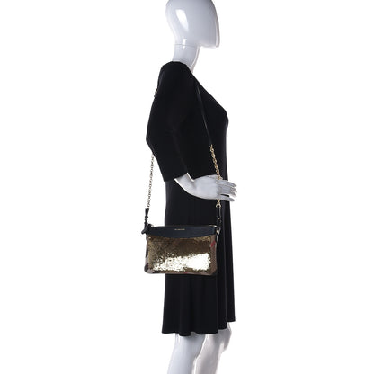 Burberry House Check Sequin Peyton Crossbody Clutch Bag Gold Black 2 of 10