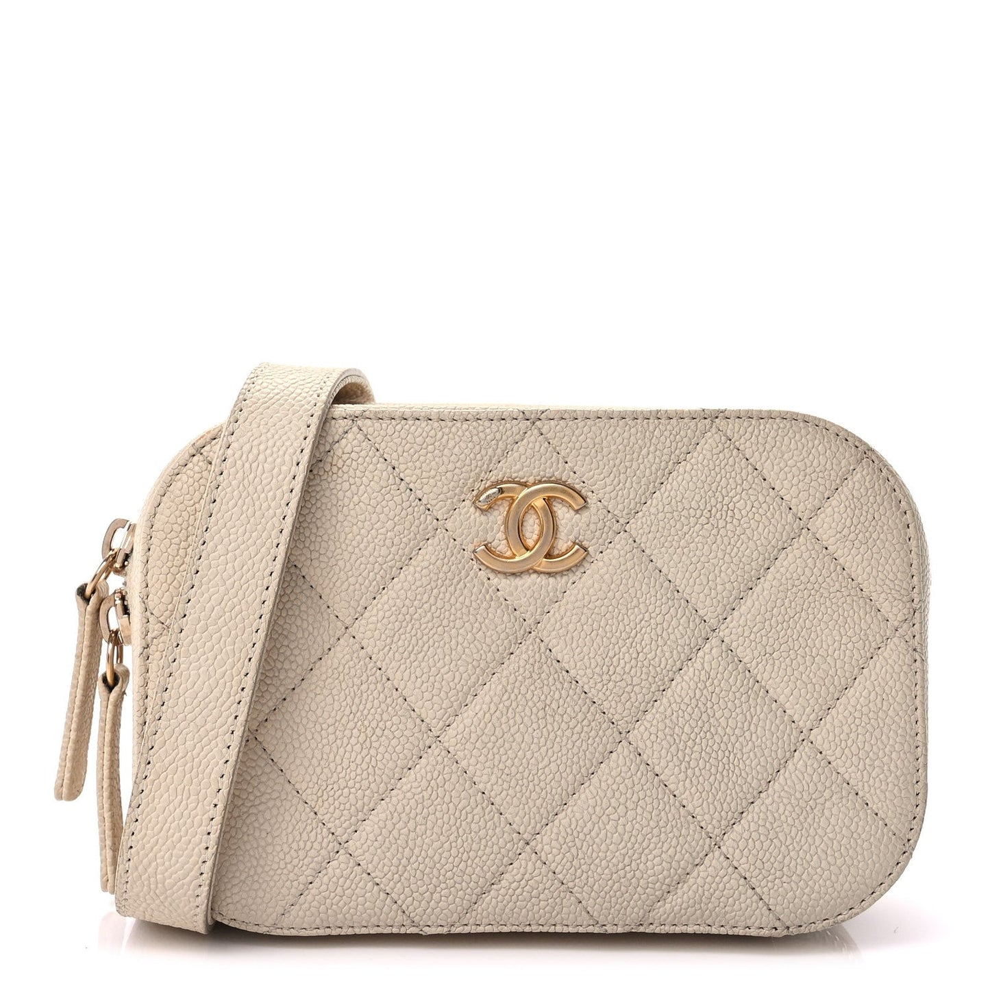 Caviar Quilted Flap Waist Bag  White