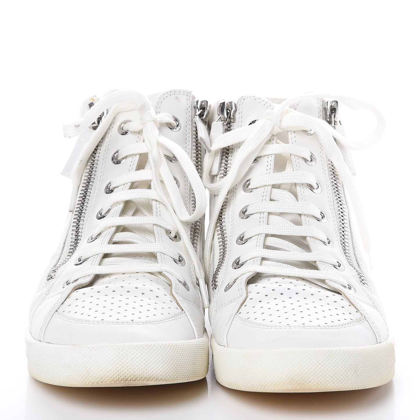 Calfskin High Top CC Sneakers 37 White