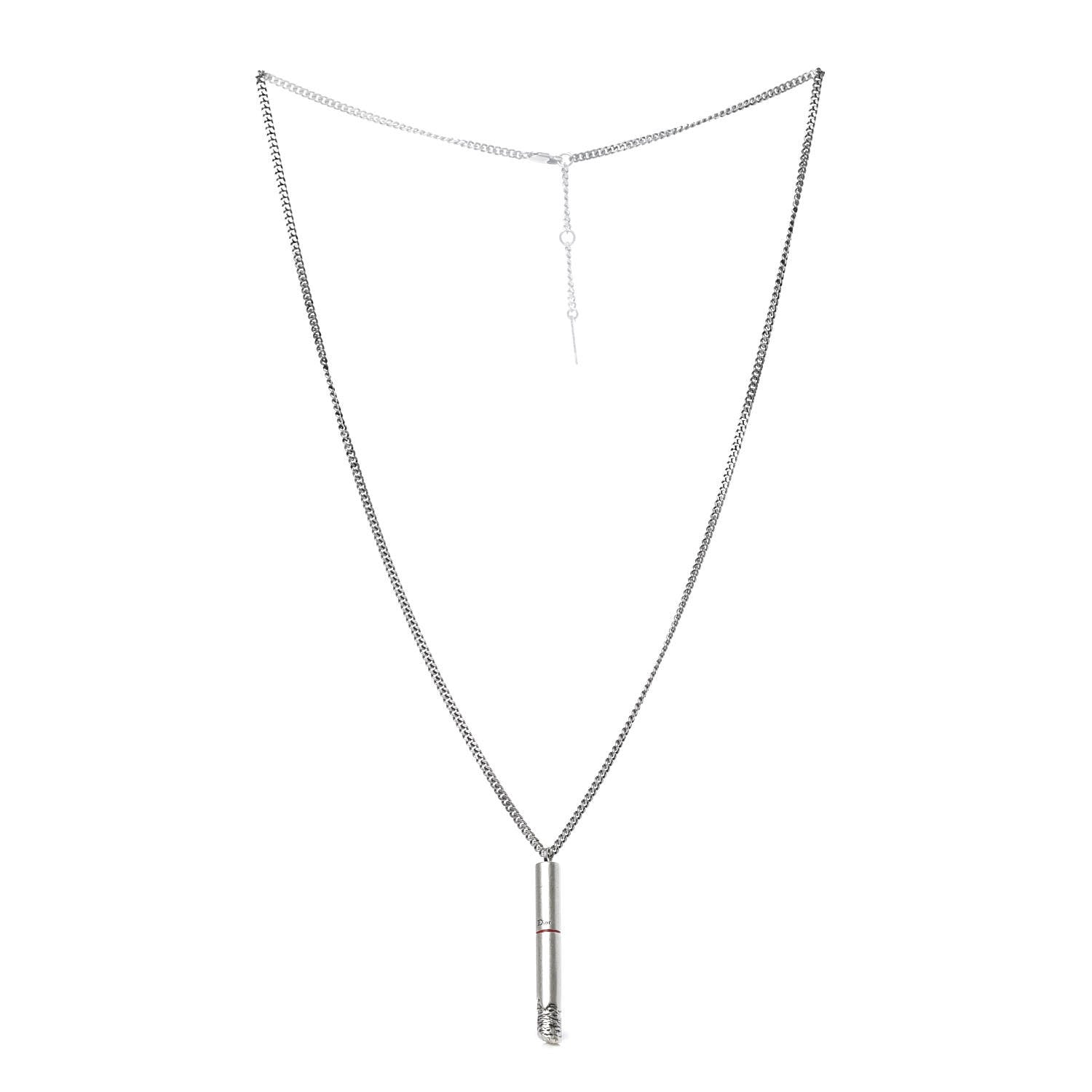 Christian Dior Metal Cigarette Necklace Silver 3 of 6