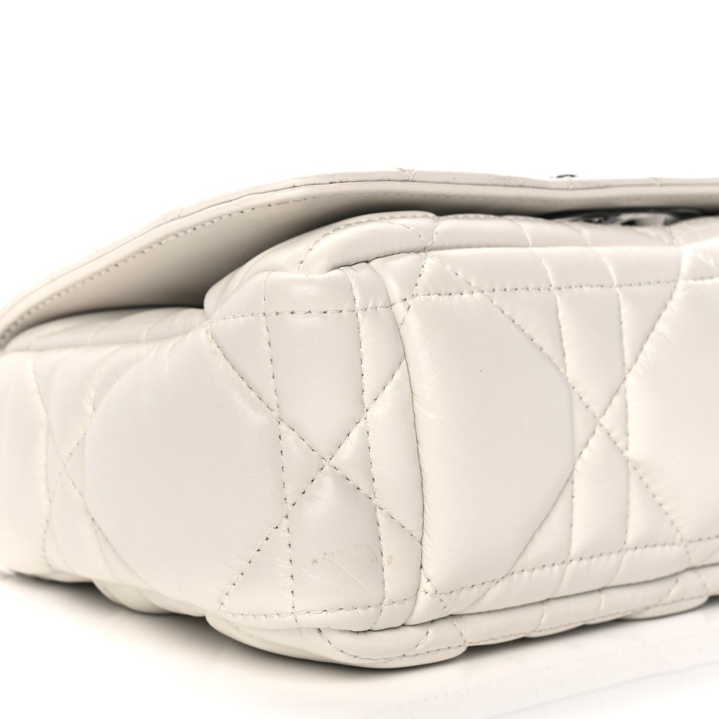 Calfskin Macrocannage Small Dior Caro Bag Ivory