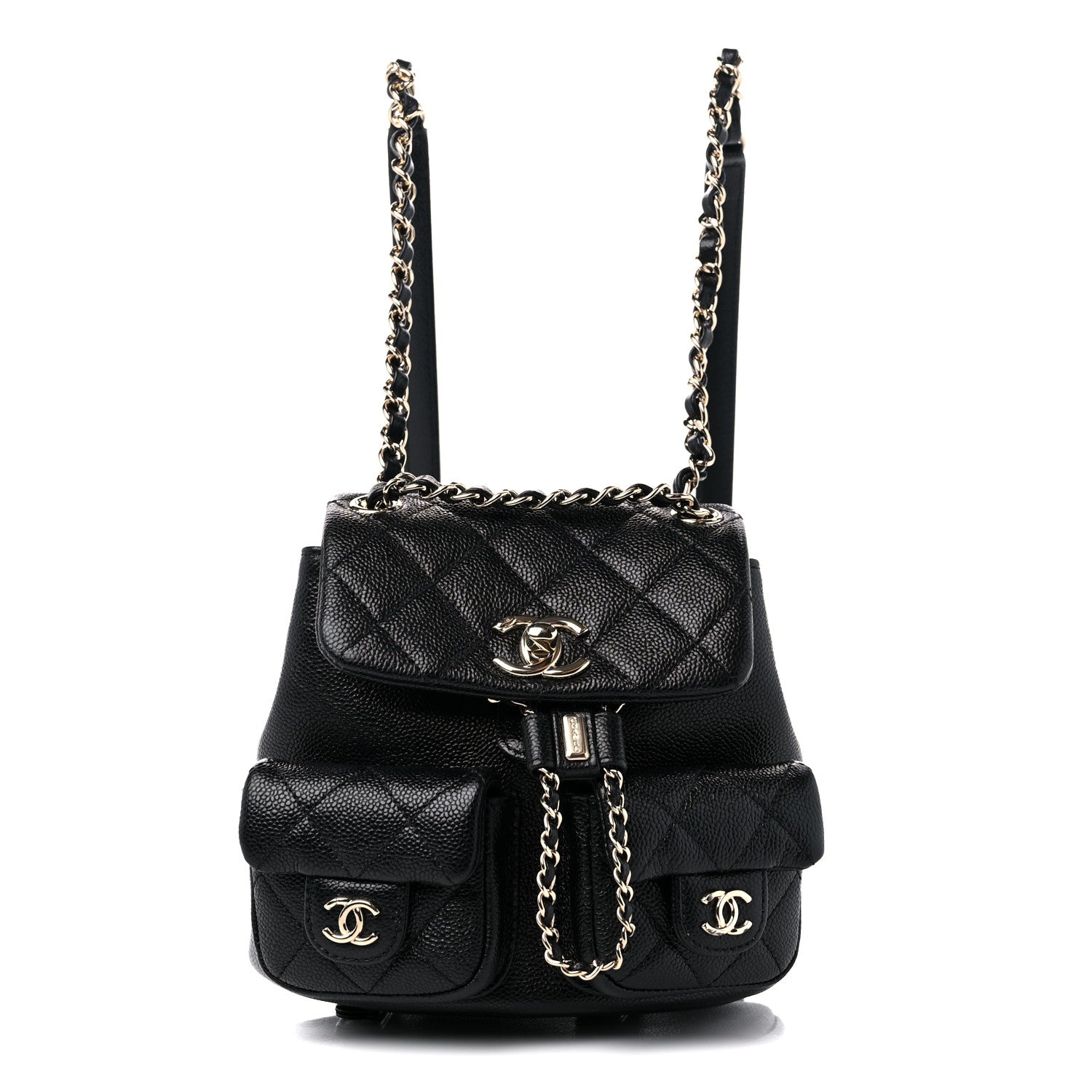 Chanel Shiny Caviar Quilted Small Duma Pockets Drawstring Backpack Black 1 of 11