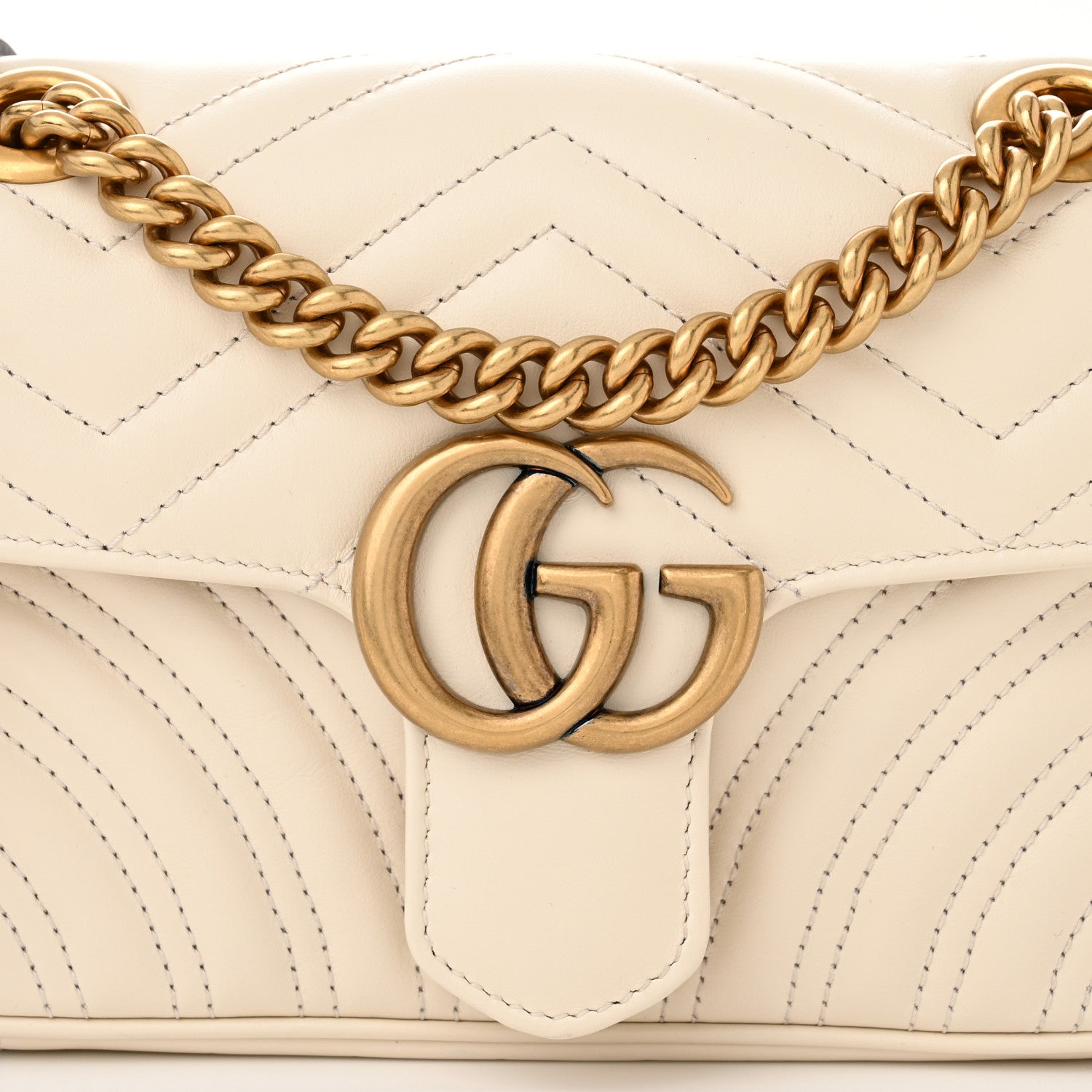 Gucci Calfskin Matelasse Mini GG Marmont Shoulder Bag White 8 of 10