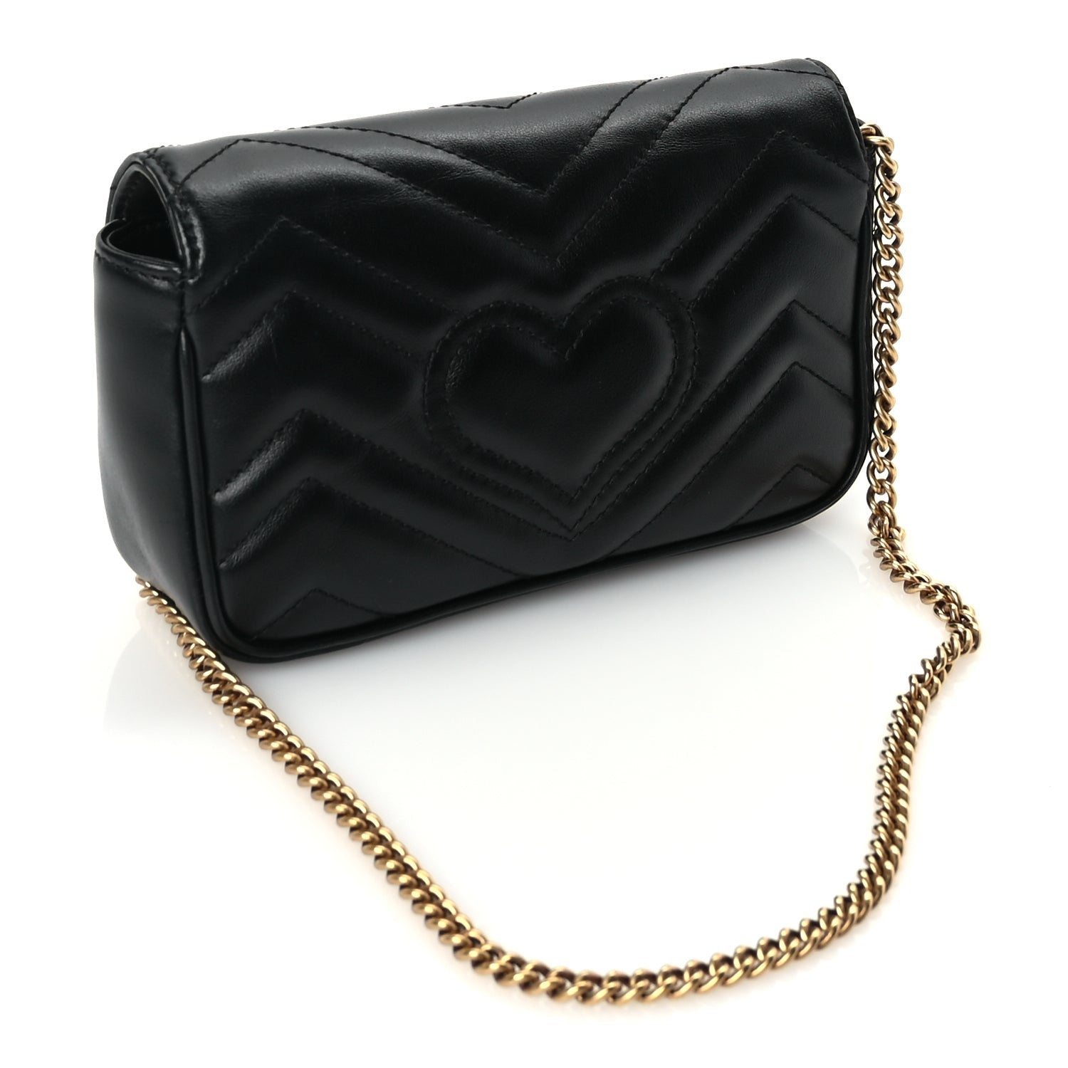 Gucci Calfskin Matelasse Super Mini GG Marmont Shoulder Bag Black 2 of 8