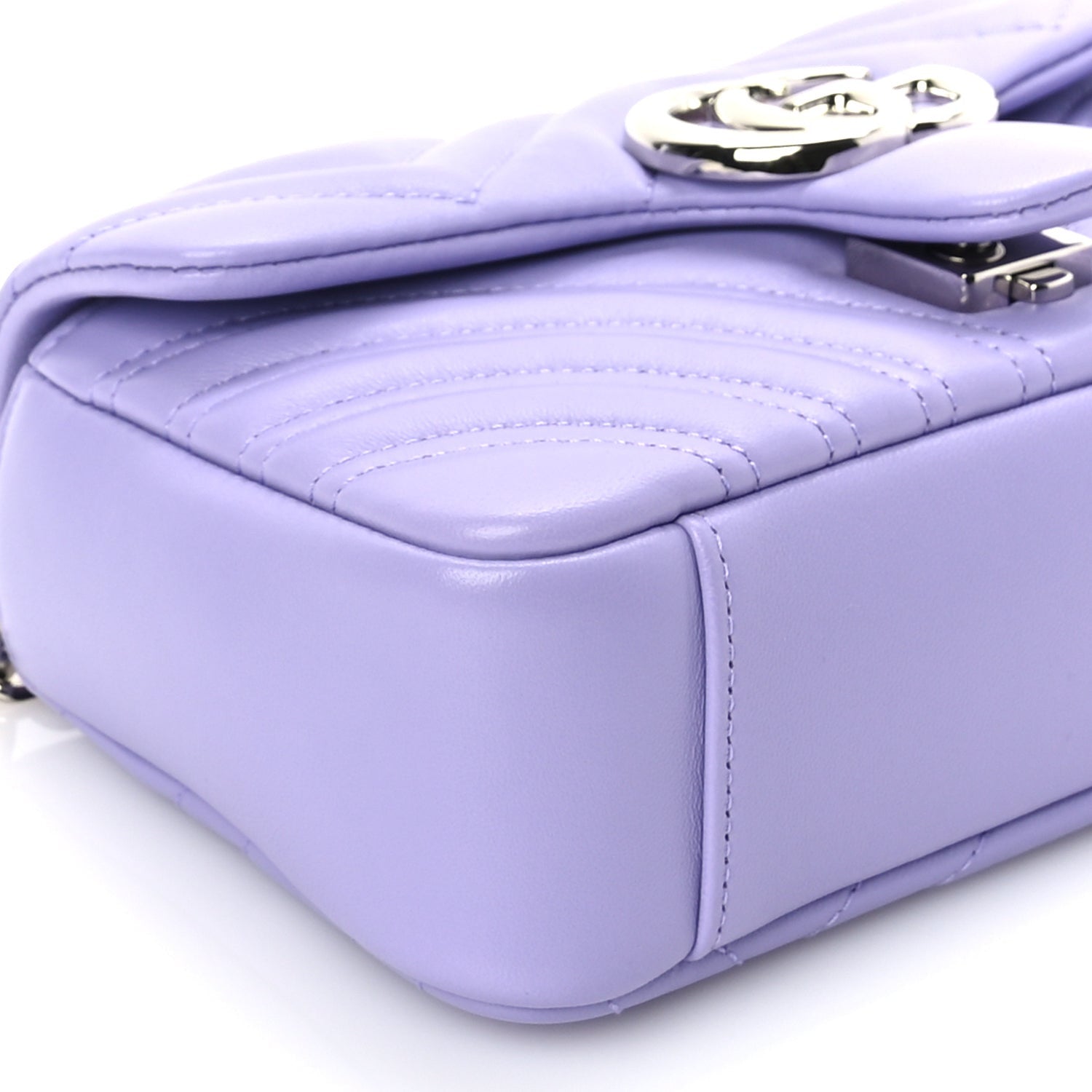 Gucci Lambskin Matelasse Small GG Marmont Shoulder Bag Lilac 7 of 8