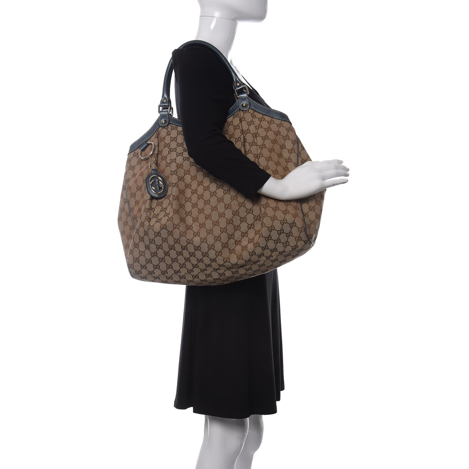 Gucci Monogram Large Sukey Tote Metallic Blue 2 of 10