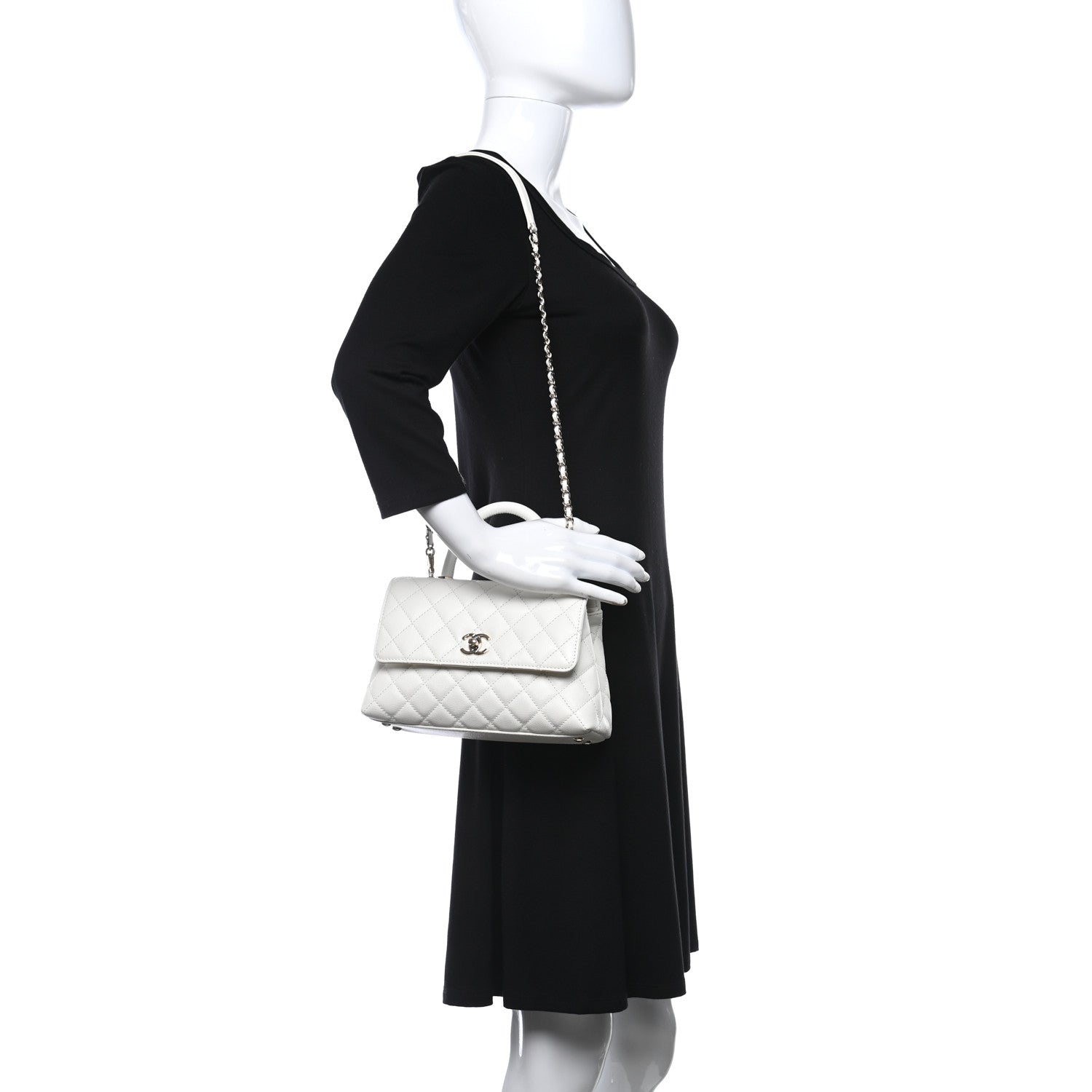 Chanel Caviar Quilted Mini Coco Handle Flap White 2 of 10