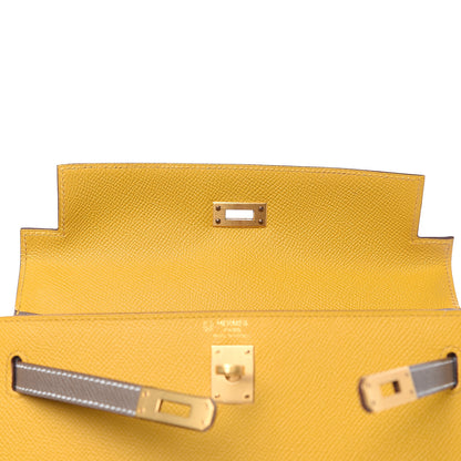 Hermes Epsom Horseshoe Kelly Sellier 25 Jaune Ambre Etoupe 11 of 34