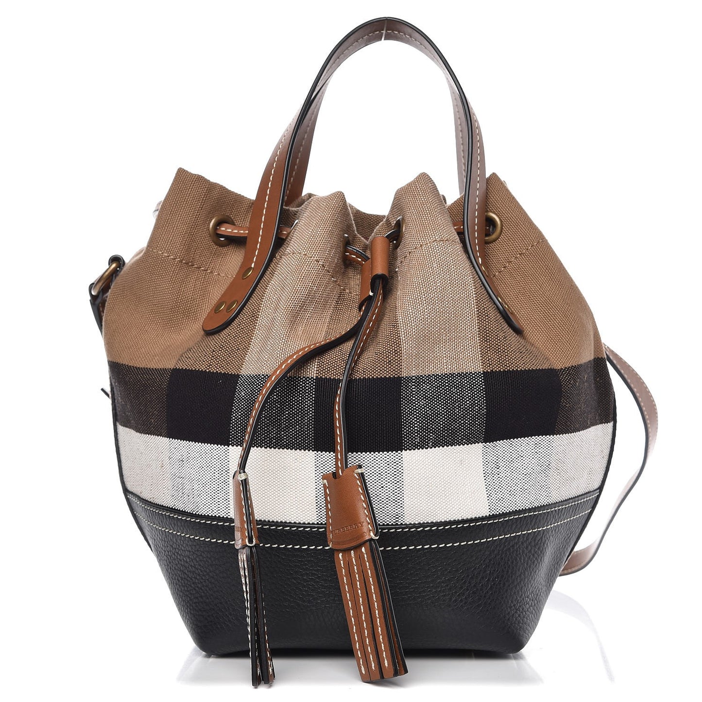 Canvas Mega Check Small Bucket Tan