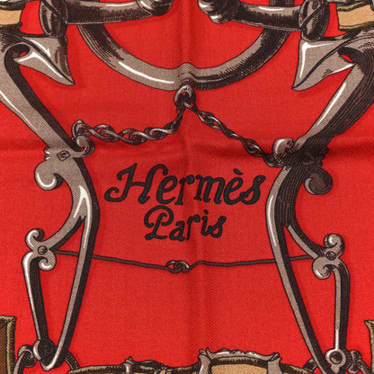 Hermes Cashmere Silk L Instruction Du Roy Shawl 140 Rouge Taupe Vermillon 2 of 6