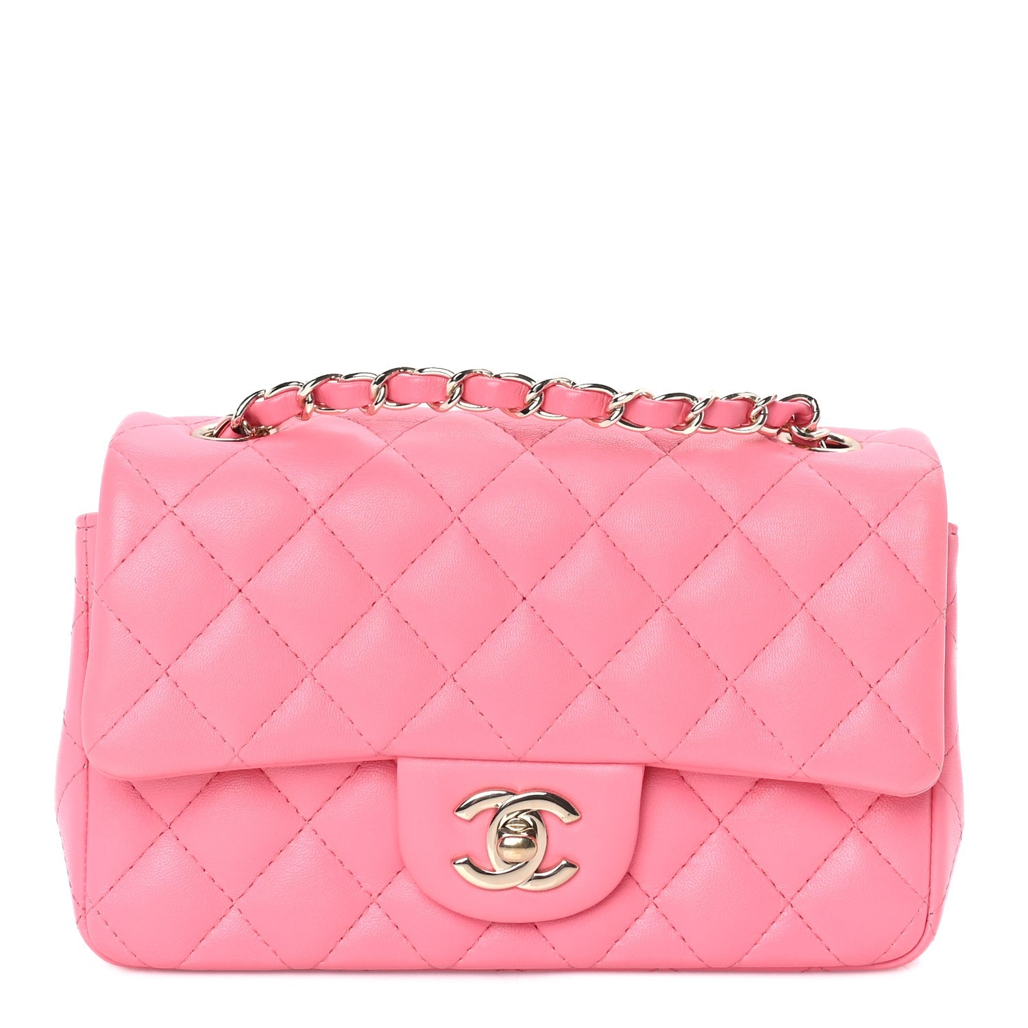 Chanel Lambskin Quilted Mini Rectangular Flap Pink 1 of 9