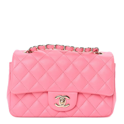 Chanel Lambskin Quilted Mini Rectangular Flap Pink 1 of 9