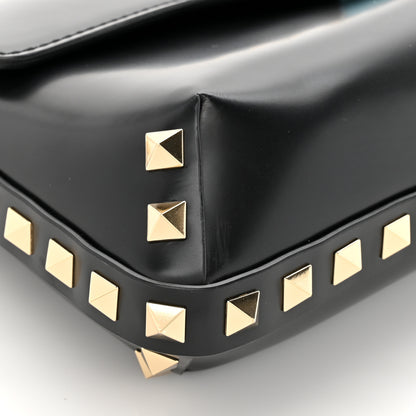 Valentino Garavani Brushed Calfskin Rockstud Flip Lock Chain Shoulder Bag Black 13 of 15