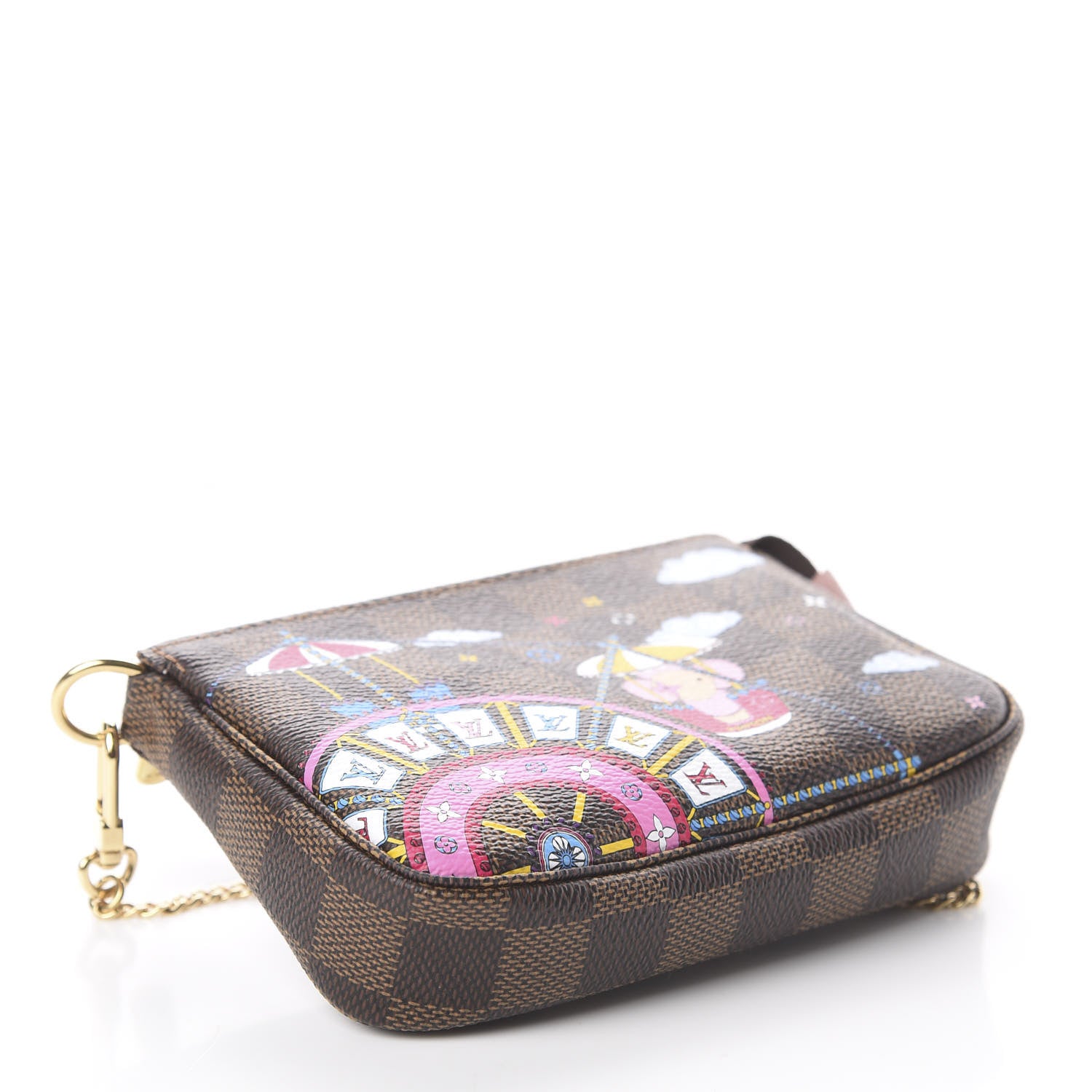 Louis Vuitton Damier Ebene 2020 Christmas Animation Big Wheel Mini Pochette Accessories Rose Ballerine 3 of 5