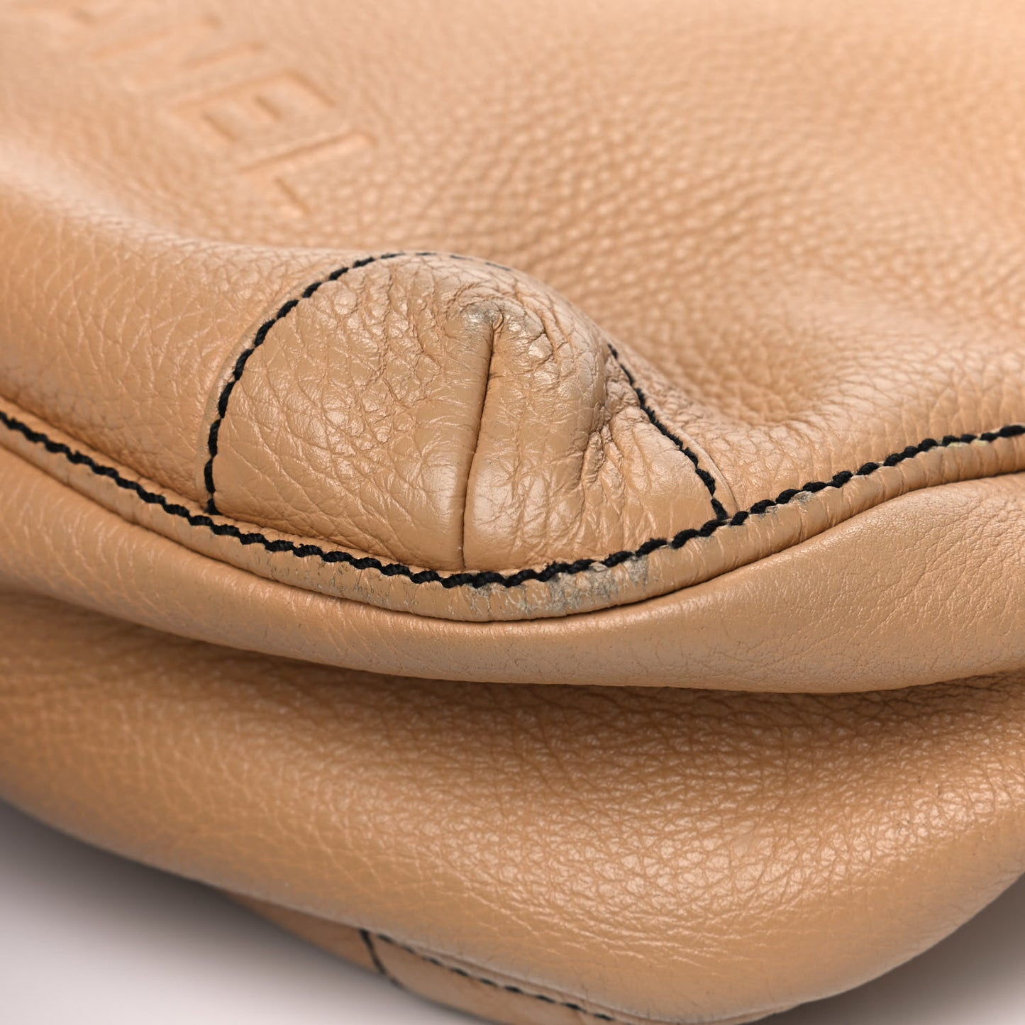 Grained Calfskin Tassel Hobo Beige