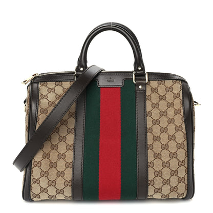 Gucci Monogram Vintage Web Medium Boston  Dark Brown 1 of 8