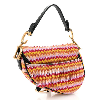Christian Dior Embroidered Fringe Beaded Mini Saddle Bag Multicolor 3 of 11