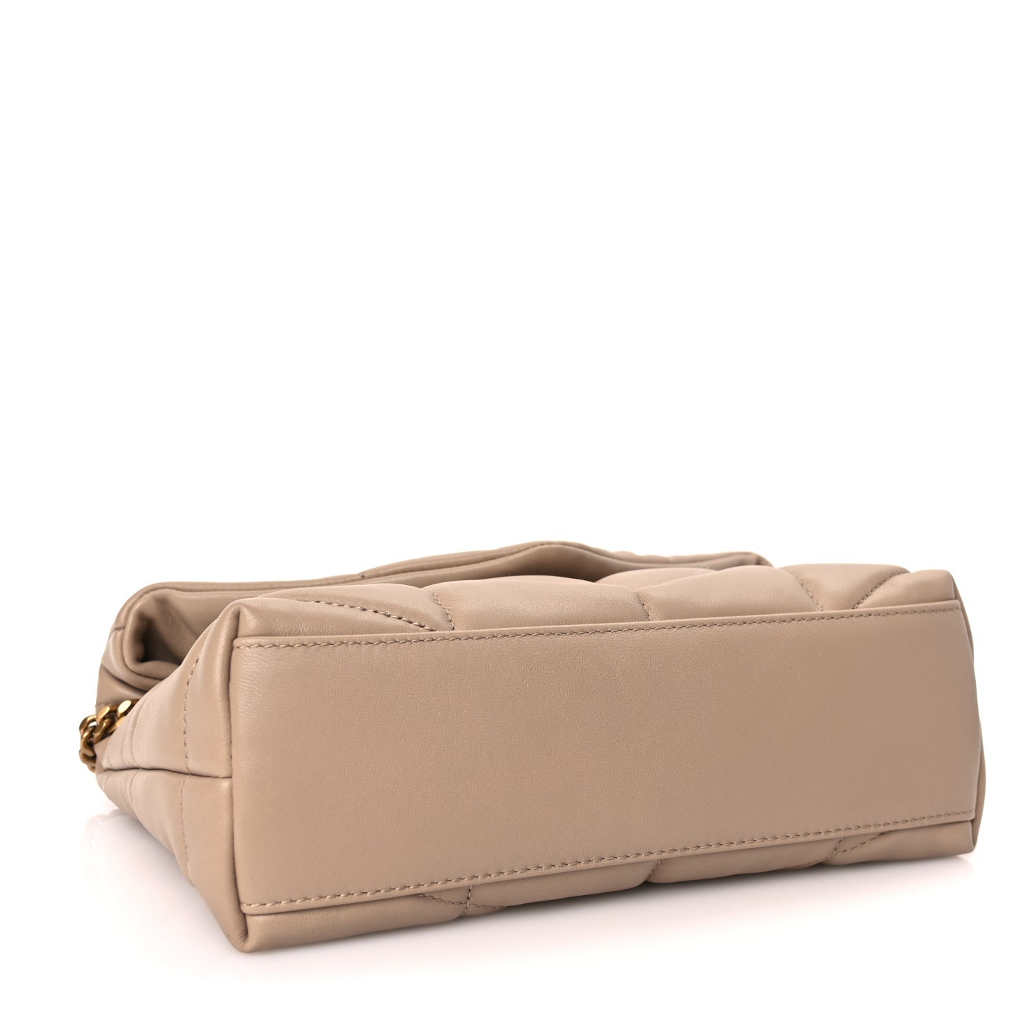 Saint Laurent Lambskin Quilted Toy Loulou Puffer Monogram Chain Satchel Dark Beige 3 of 8