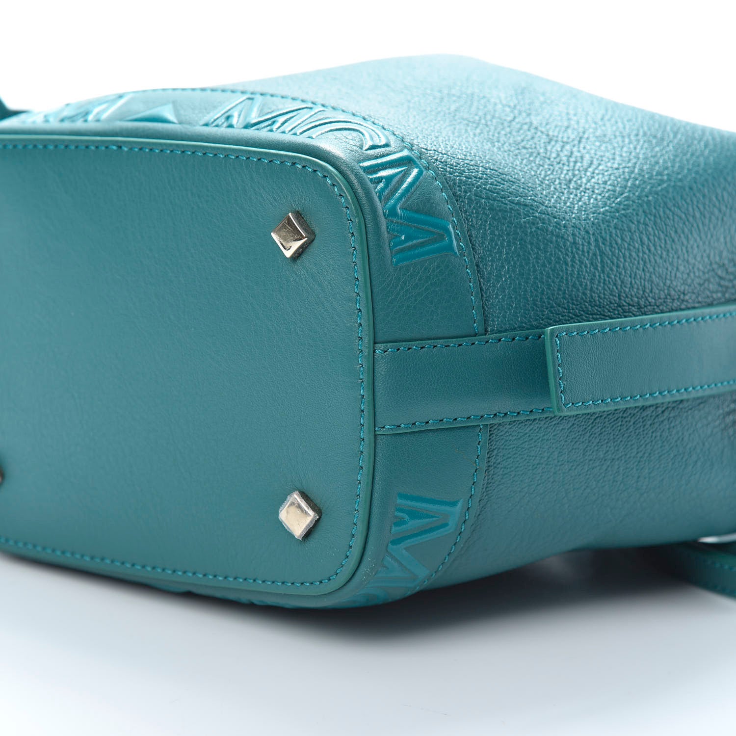 MCM Goatskin Milano Drawstring Mini Bag Deep Lagoon 9 of 11
