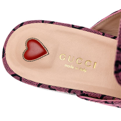 Gucci Canvas GG Monogram Horsebit Womens Princetown Slippers 37.5 Pink Blue 7 of 11
