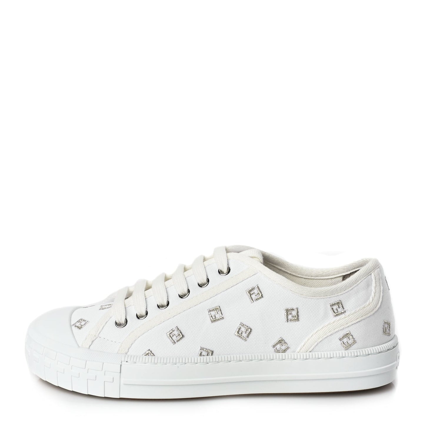 Canvas Lurex FF Womens Domino Low Top Sneakers 37 White