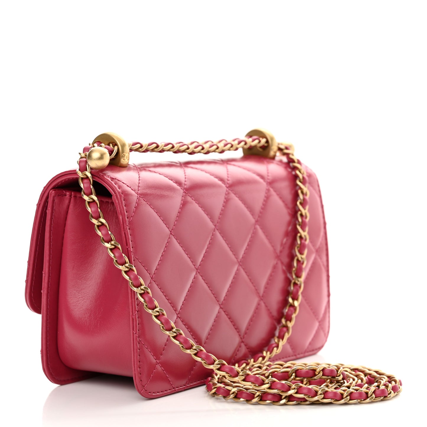 Calfskin Quilted Mini Perfect Fit Flap Dark Pink