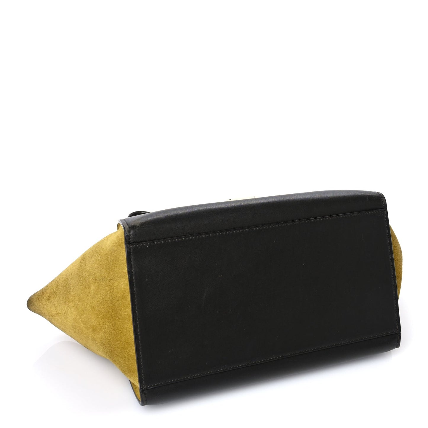 CELINE Smooth Calfskin Suede Medium Tri-Color Trapeze Mustard  Mustard