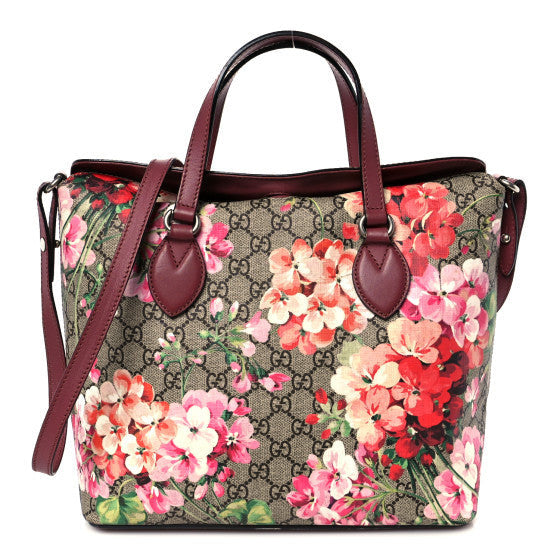 GG Supreme Monogram Blooms Linea A Foldover Tote Beige Multicolor Dry Rose