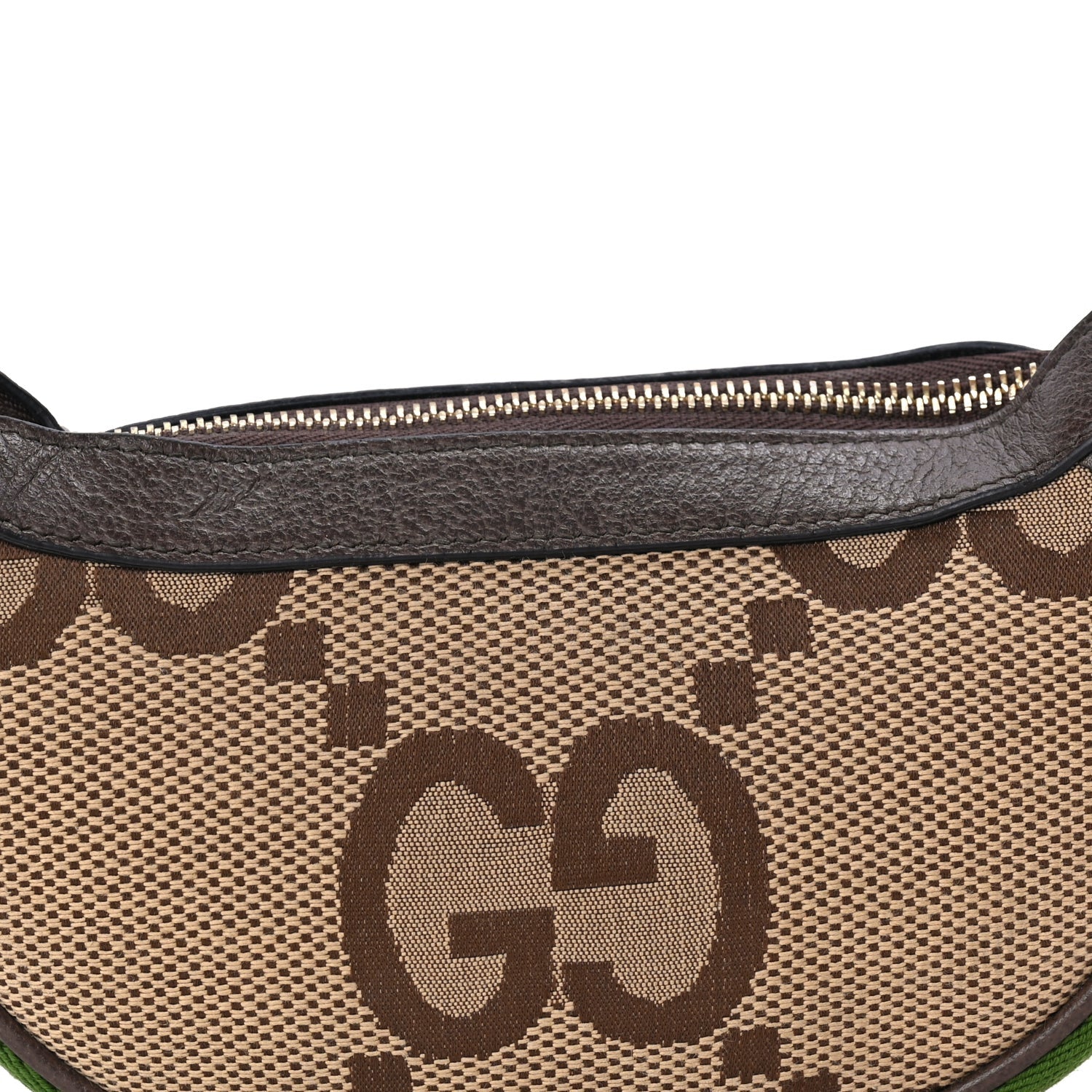 Gucci Monogram Jumbo GG Textured Dollar Calfskin Web Mini Ophidia Half Moon Hobo Camel Ebony New Acero 6 of 8