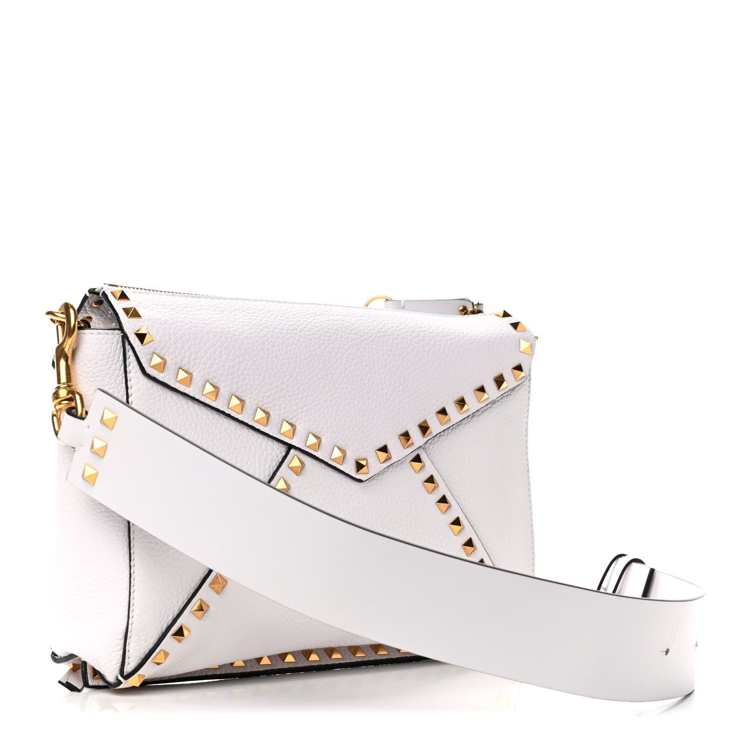 Valentino Garavani Pebbled Calfskin Medium Rockstud Hype Shoulder Bag White 2 of 4