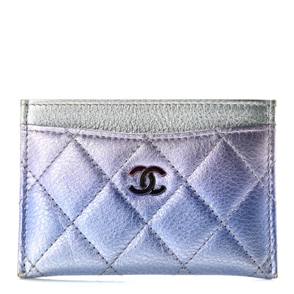Chanel Gradient Metallic Calfskin Quilted Card Holder Silver Blue Yellow Purple 1 of 8