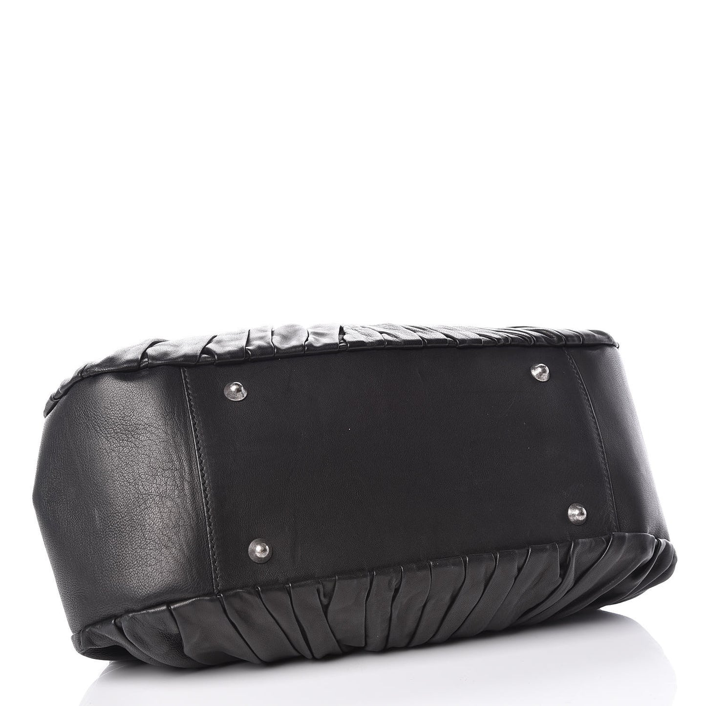 Lambskin Plisse Pleated Frame Satchel Black