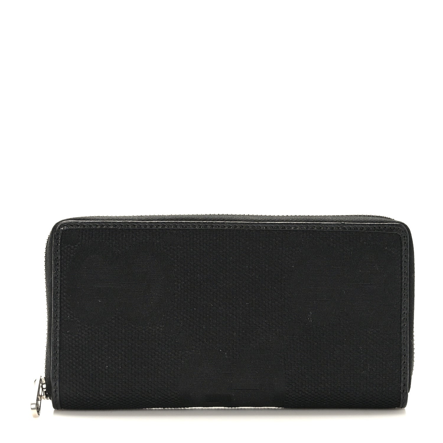 Gucci Canvas Monogram Jumbo GG Textured Dollar Calfskin Continental Wallet Black 1 of 7