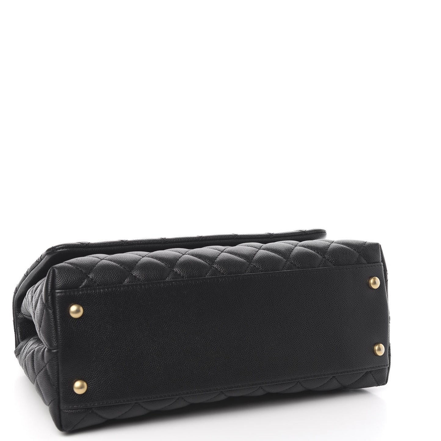 Caviar Lizard Embossed Quilted Small Coco Handle Flap Black
