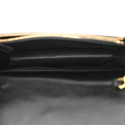 Saint Laurent Grain De Poudre Matelasse Chevron Monogram Envelope Chain Wallet Black 5 of 12