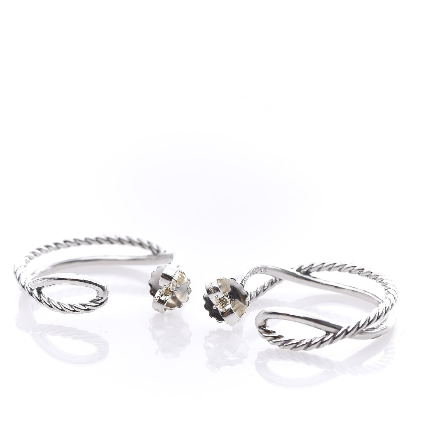 Sterling Silver Crossover Cable Hoop Earrings