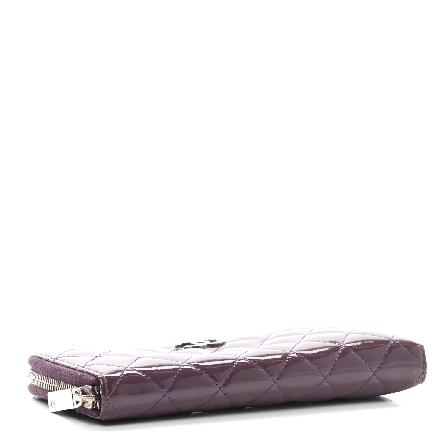 Chanel Patent Quilted Brilliant Zip Around Wallet Purple 4 of 11