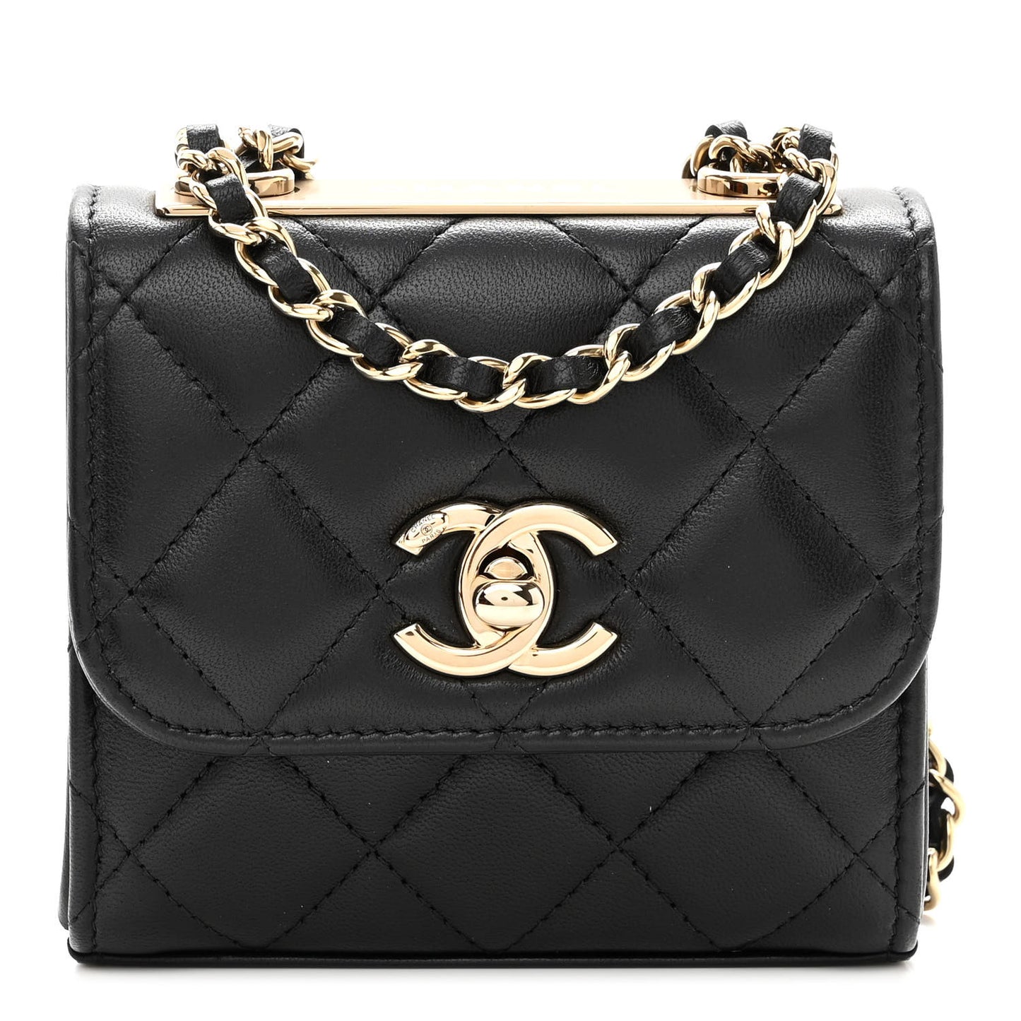 Lambskin Quilted Mini Trendy CC Chain Wallet Black
