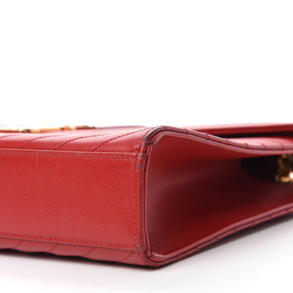 Saint Laurent Grain De Poudre Matelasse Chevron Large Monogram Satchel Lipstick Red 7 of 18