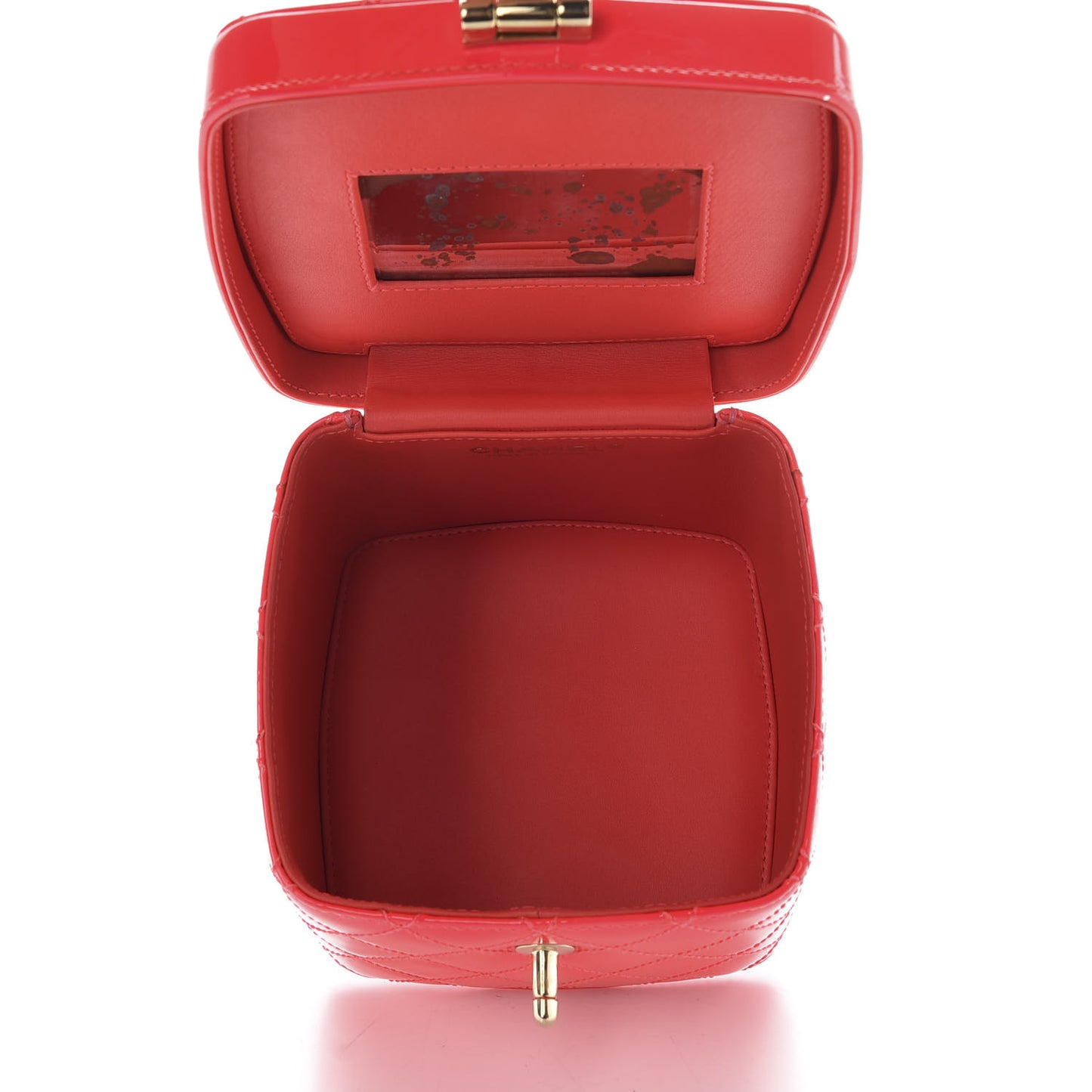 Patent Quilted Minaudiere Makeup Case Pink