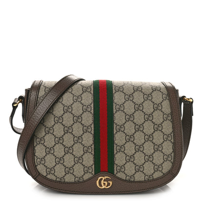 Gucci GG Supreme Monogram Web Small Ophidia Flap Messenger Bag Brown 1 of 9