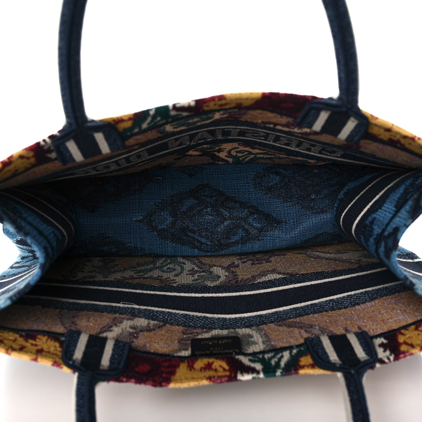 Canvas Embroidered Paisley Medium Book Tote Blue Multicolor
