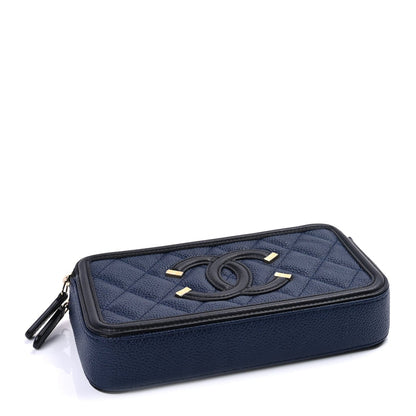 Chanel Caviar Quilted CC Filigree Clutch With Chain  Navy Black 3 of 8