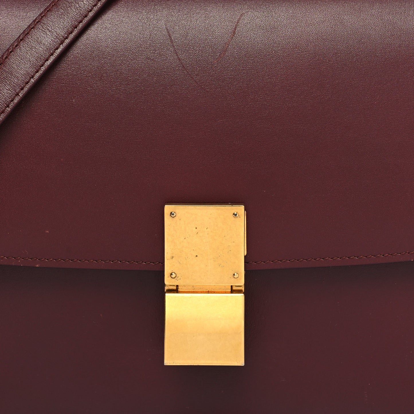 Box Calfskin Medium Classic Box Flap Bag Burgundy