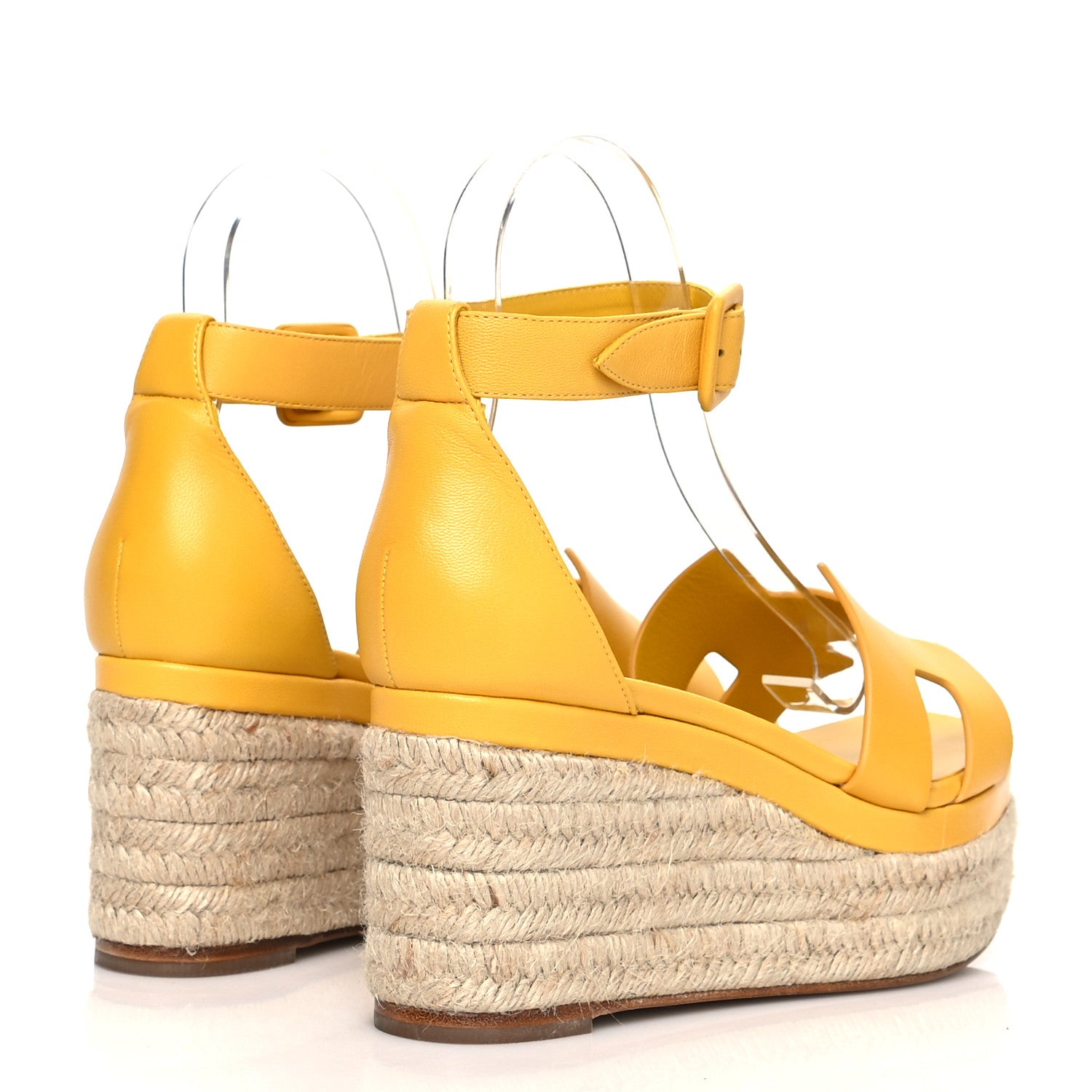 Hermes Goatskin Elda Espadrille Wedge Sandals 38 Jaune Sable 4 of 10