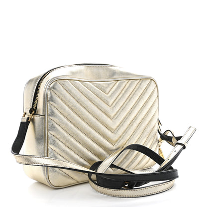 Saint Laurent Metallic Calfskin Matelasse Monogram Lou Camera Bag Platino 3 of 12