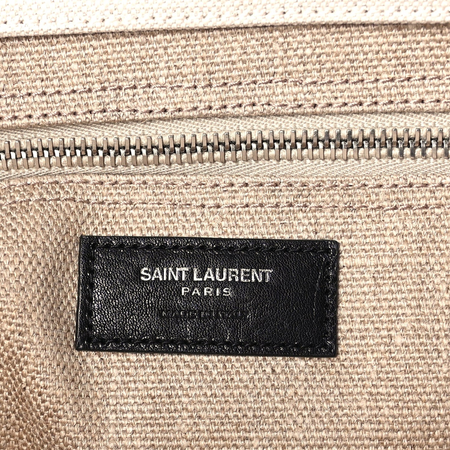 Linen Calfskin Rive Gauche North South Tote Optic White